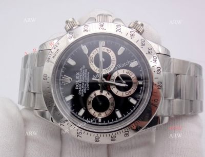 NEW UPGRADED Rolex Daytona Replica Watch -Stainless Steel Black Face